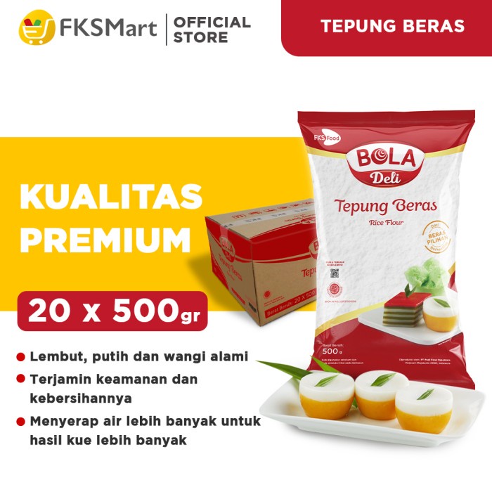 

[Big Sale] BOLA Deli Tepung Beras 500 gr Karton