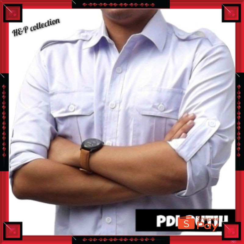 12.12 SERAGAM SALE / Enzino Baju Seragam PDL Pria Lengan Panjang , Kemeja PDL Putih , Kemeja PDL Mar