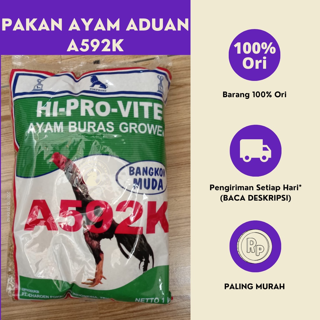 POKPHAND A592 A 592 HI-PRO-VITE HIPROVIT VOER PAKAN MAKANAN AYAM 1KG FRESHPACK KEMASAN PABRIK