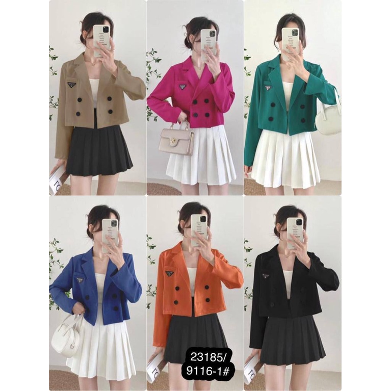 22223 BLAZER KANTOR WANITA IMPORT ATASAN BLAZER IMPORT WANITA BLAZER BUTTON CROP PRMIUM BLAZER KULIA