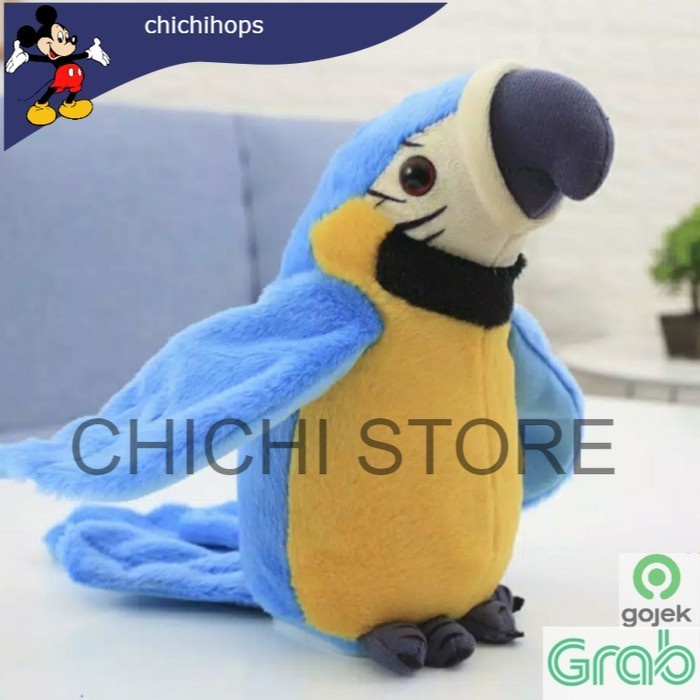 GEMESH Mainan Anak Burung Berbicara ,Smart Talking Bird Beo-Funny Bird Beo CC - Biru