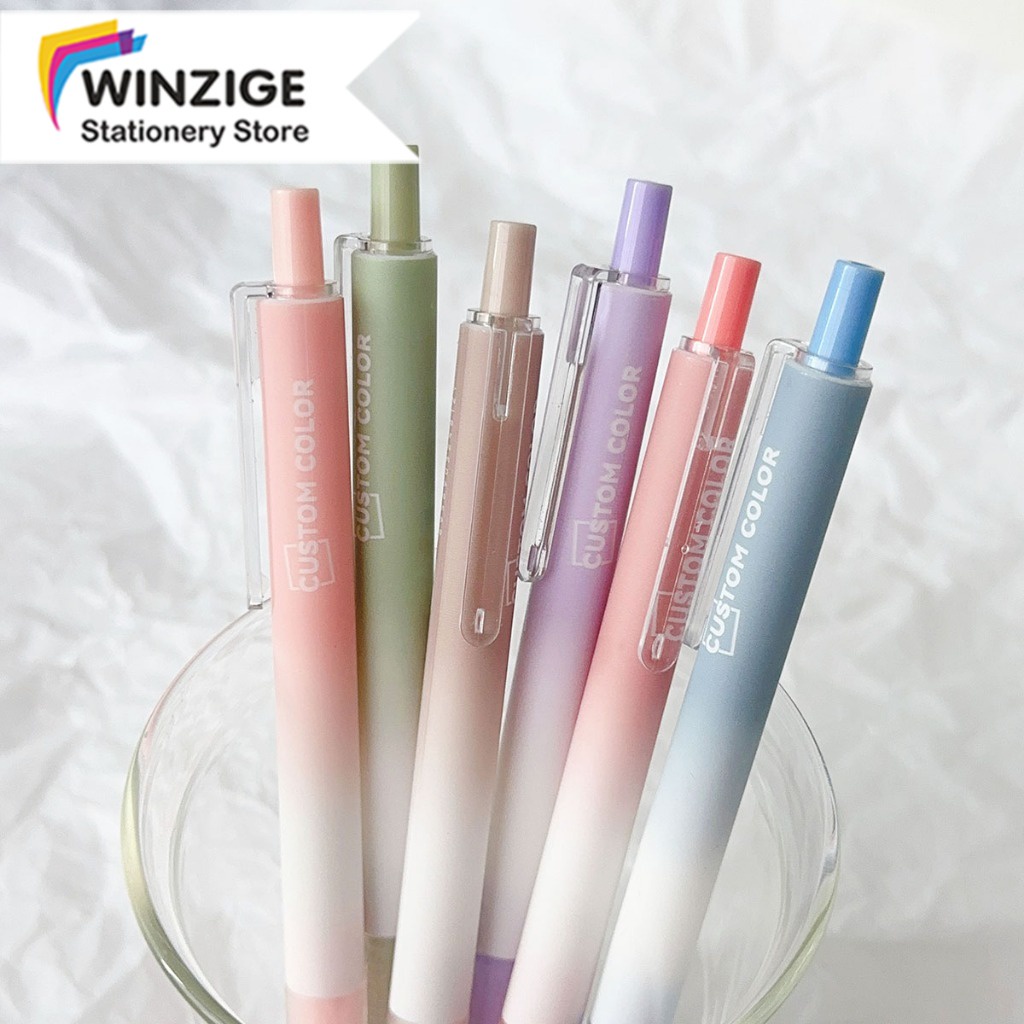 

Winzige 6pcs pulpen gel lucu 0.5mm pulpen aesthetic retractable gel pens pen mekanik tinta hitam