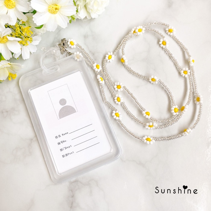 

Gantungan Tali ID Card Lanyard Pearl Mutiara Crystal Beads - Nara White
