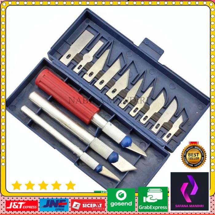 

Set Pisau Ukir 13 in 1 Crafting Art Knife with 3 Handle A003 Sil 112