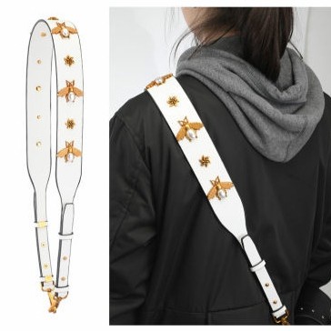 MS98 Bag Strap MK Vintage Leather Bag Straps Tali Tas Adjustable 108-120Cm - Putih