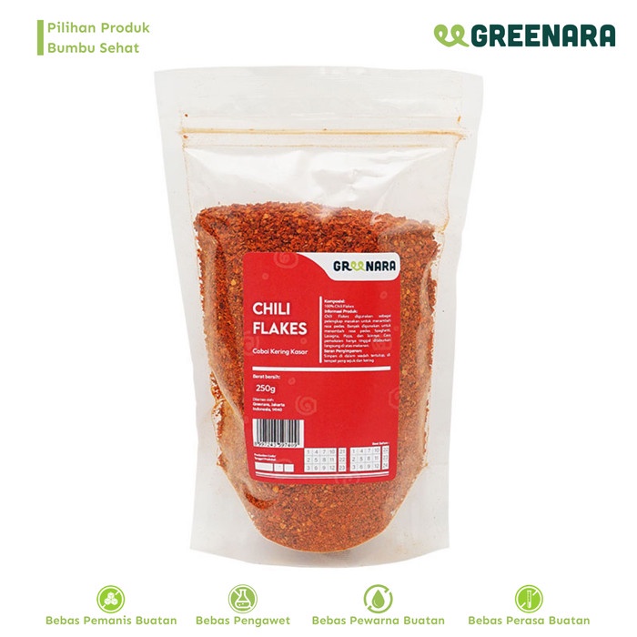 

[KUALITAS TERBAIK] Greenara Ground Chili Flakes 250gr / Cabai Kering Kasar 250 gram Termuarah