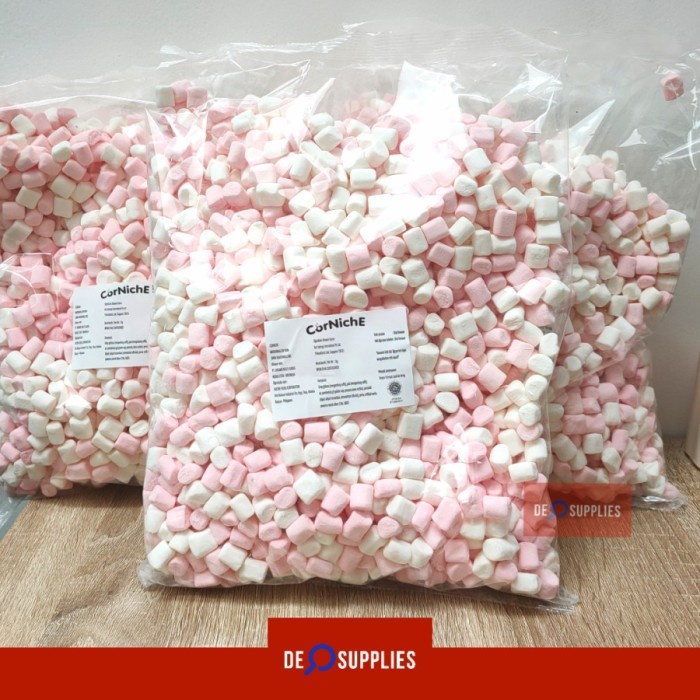 

[TERLARIS] Corniche Marshmallow Mini Pink White 1kg Marshmellow Marsmellow 1kg