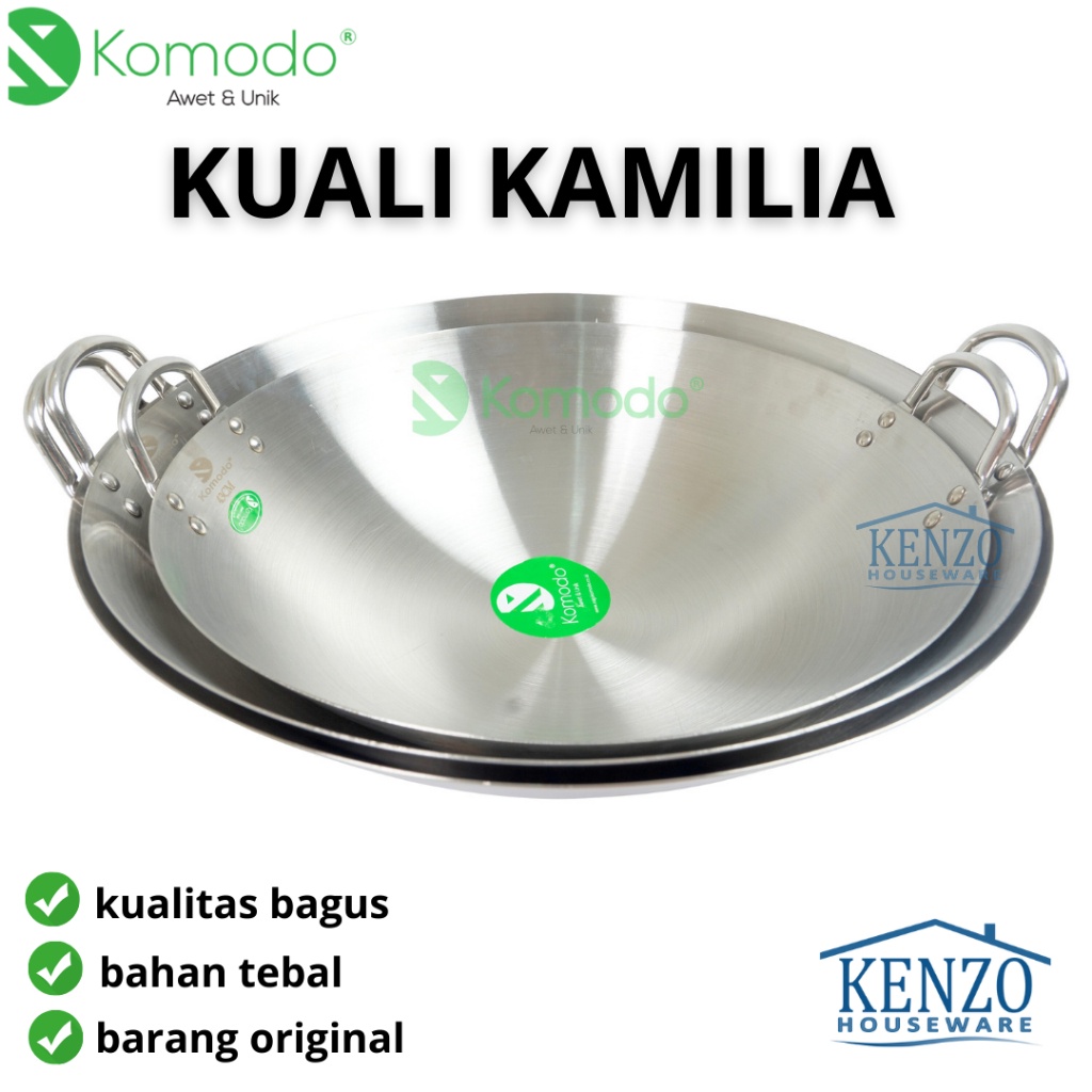 Wajan 30 CM Kuali KAMILIA KOMODO Penggorengan Stainless Steel Cekung Anti Lengket