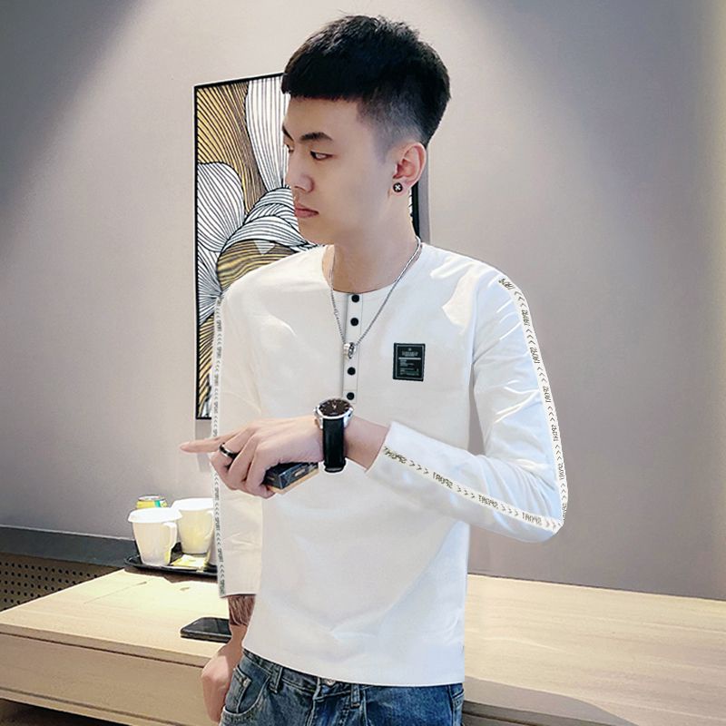 Men's long sleeved T-shirt, trendy oversized hoodie base shirt