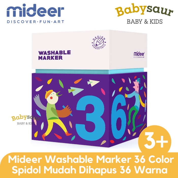 

Andma Mideer Washable Marker 36 Color Coloring Pen Spidol Warna Warni Anak