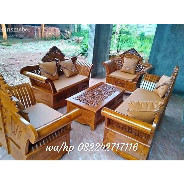 kursi tamu jati kursi madura ukir plus jok busa 80 murah