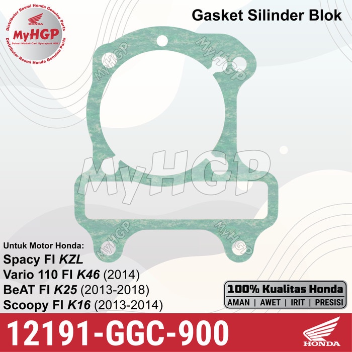 12191-GGC-900 - Gasket Cylinder Block - BeAT, Vario-110, Scoopy, Spacy FI 12191GGC900 12191 GGC 900 