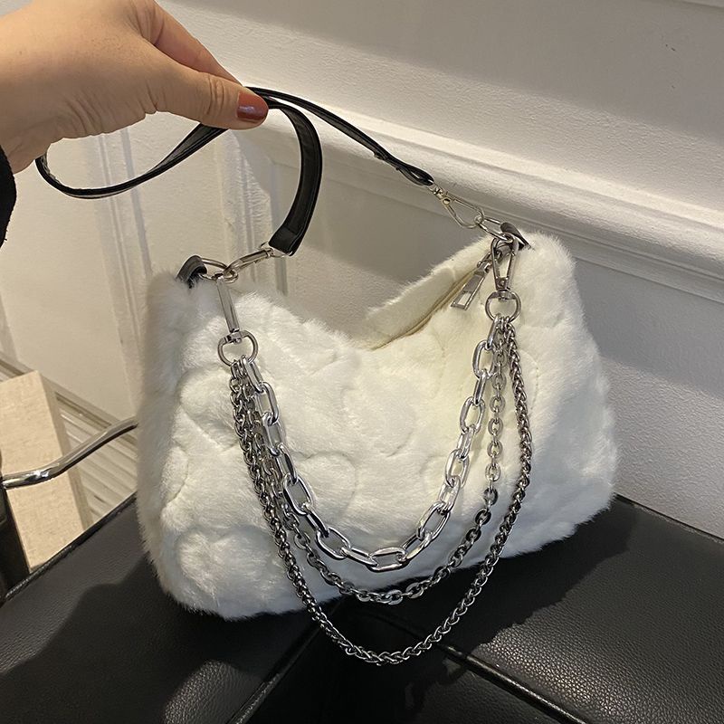 Small bag, women's shoulder bag, versatile fur bag, chain strap, crossbody bag