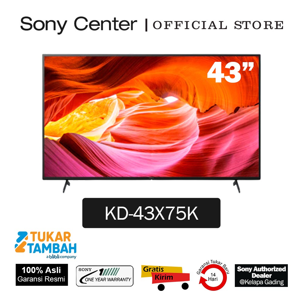 [TUKAR TAMBAH] Sony Center Jakarta - SONY KD-43X75K / KD43X75K / KD 43X75K / 43X75K LED TV 43 inch X
