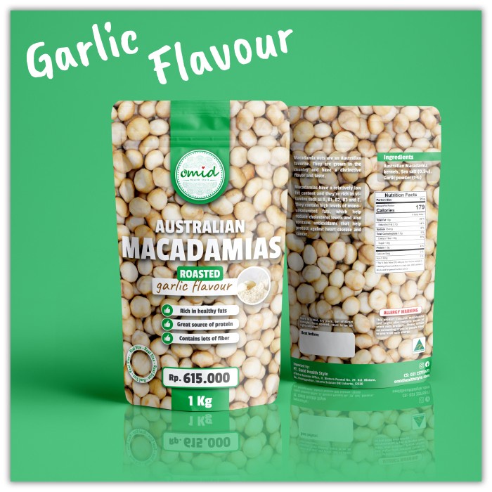 

Roasted Macadamia Nuts Garlic Flavour (Macadamia Rasa Bawang) 1kg