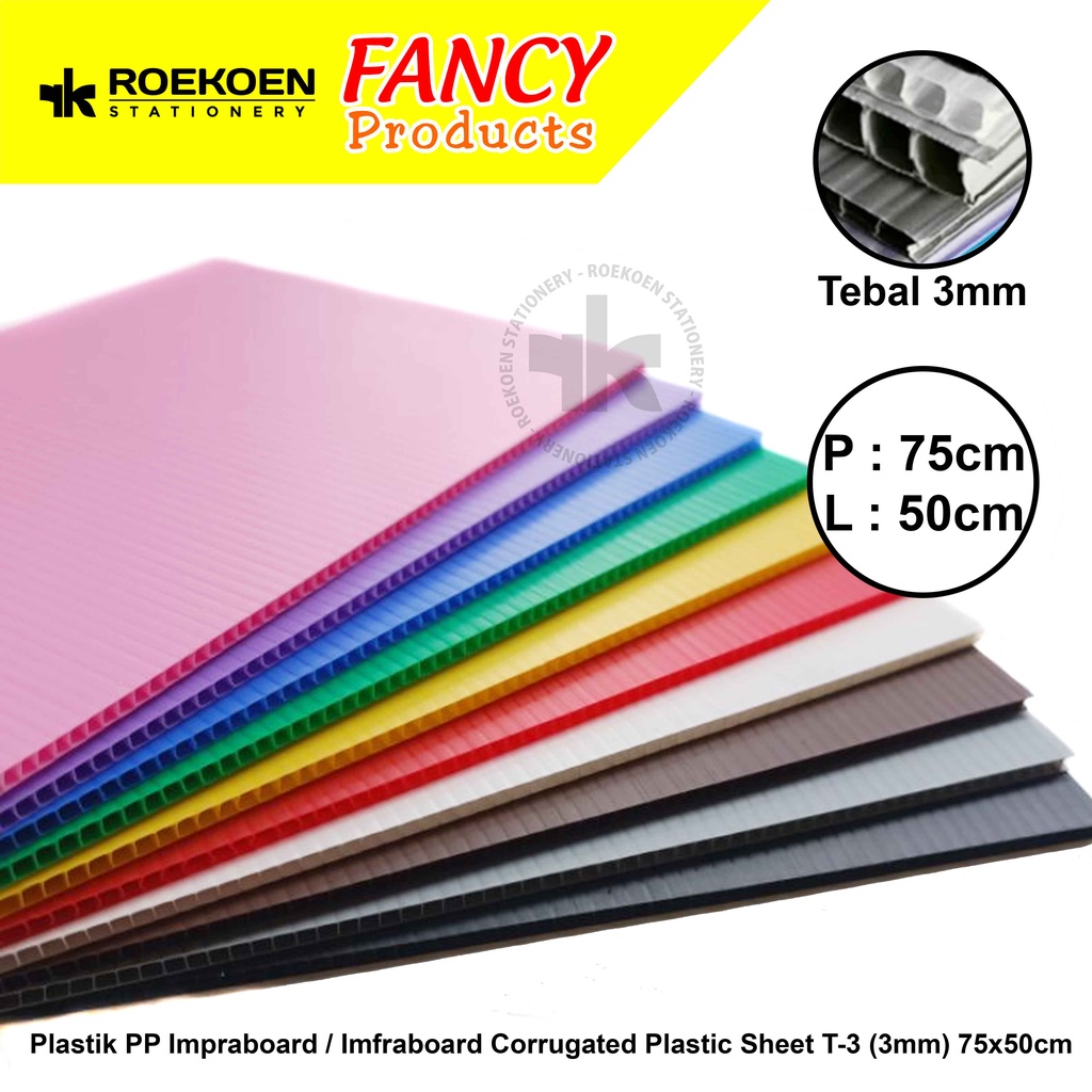 Plastik PP Bergelombang Impraboard / Imfraboard Corrugated Plastic Sheet T-3 (3mm) 75x50cm