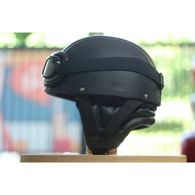 Helm Bogo - Helm Chip Kacamata Goggle- Hitam