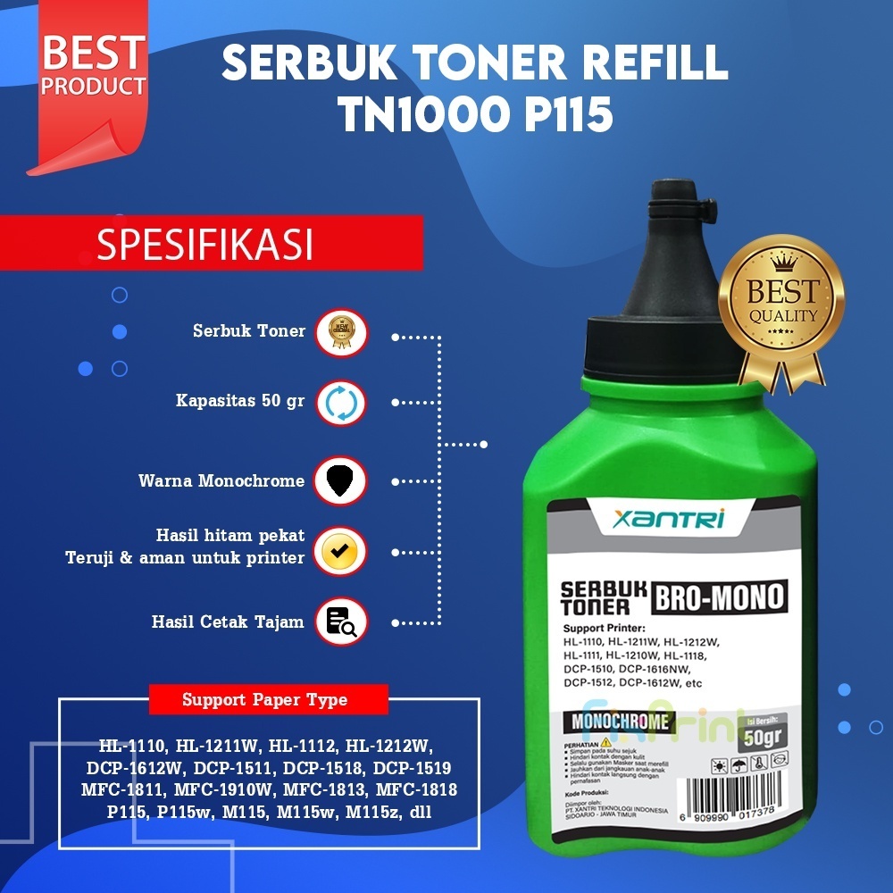 Serbuk Refill Brther Hl-1110 Hl-1111 Hl-1112 HL-1118 HL-1211w 50 Gram