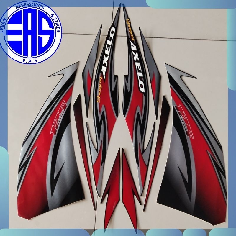 Stiker Striping Suzuki Axelo 125 r hitam merah stiker motor  bagus