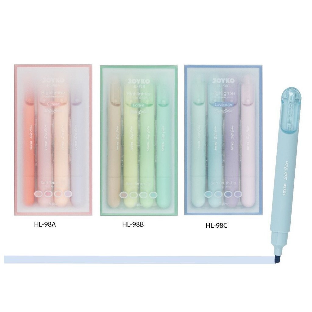 

(SET) Highlighter / Penanda 4 Warna Warni Soft Pastel - Joyko HL-98