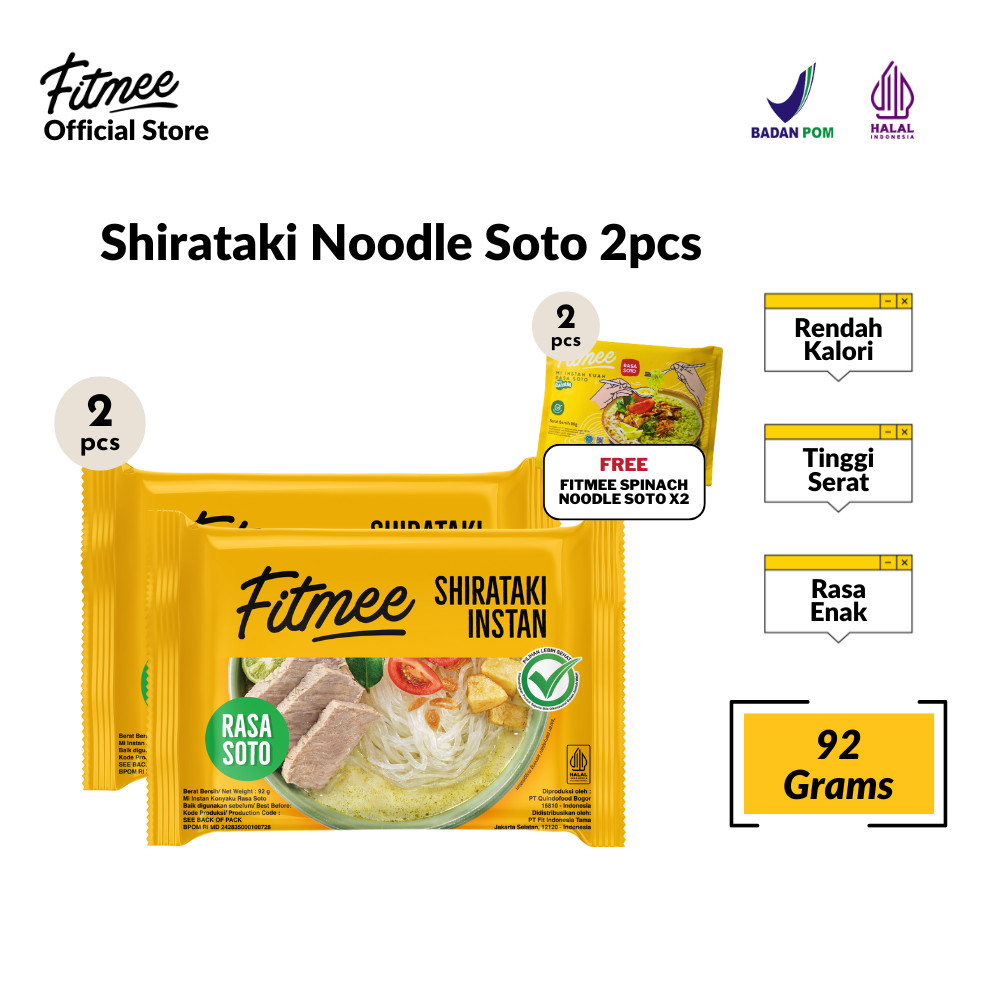 

Fitmee Mie Instan Shirataki Soto 2 Pcs FREE Bayam Soto 2 Pcs