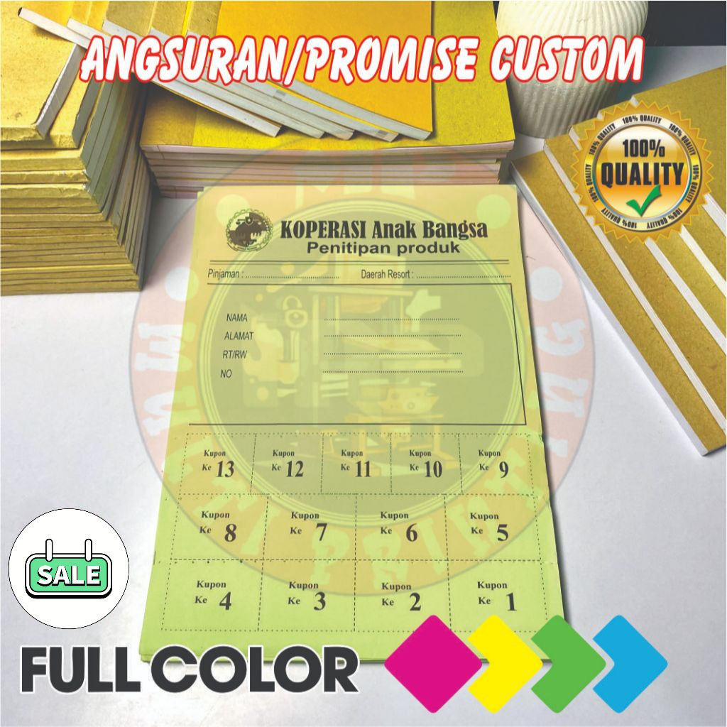 

angsuran/promise custom gratis dsain full color multi printing