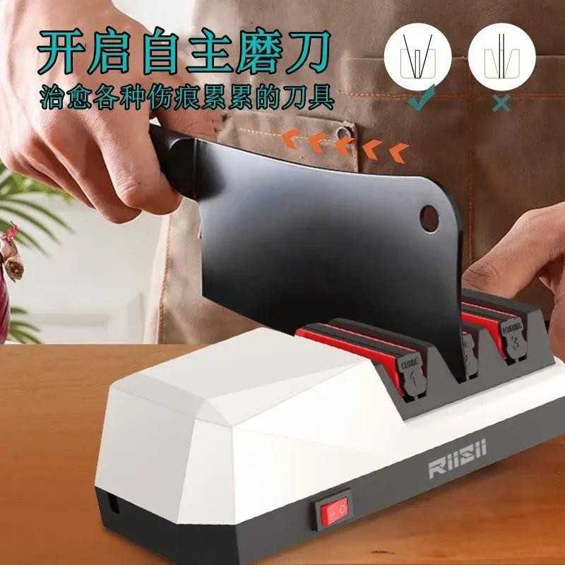 

2023 New Electric Knife Sharpener Home Kitchen Knife Sharpening System Diamond Ceramic Whetstone Upgraded Style Quick Sharpening