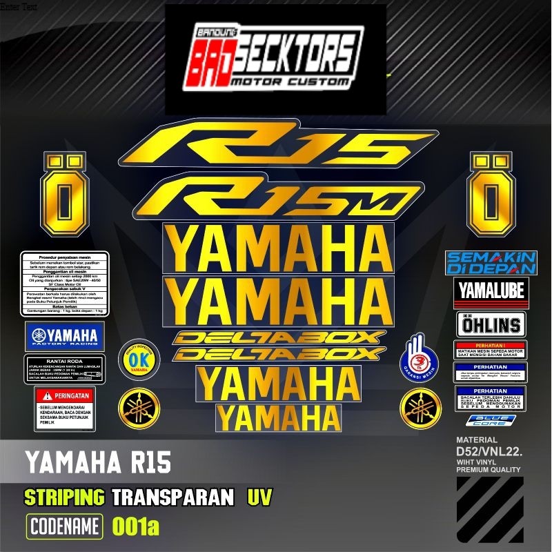 Sticker Striping Variasi Transparan Uv Yzf R15 R15M R15 V2 R15 V3 R15 V4 Yamaha R15 R15 Old New R15 