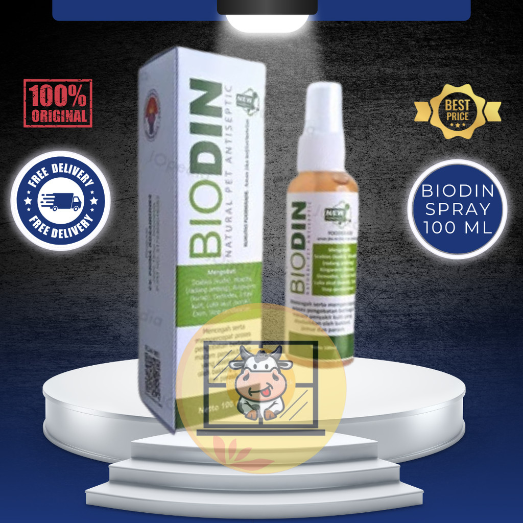 BIODIN SPRAY 100 ML - Spray PMK Jamur Scabies Biodin Semua Hewan