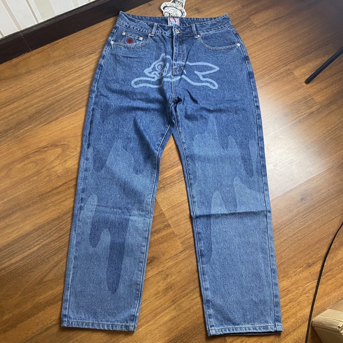 Billionaire Boys Club BBC ICECREAM Running Dog Drip Washed Denim Jeans