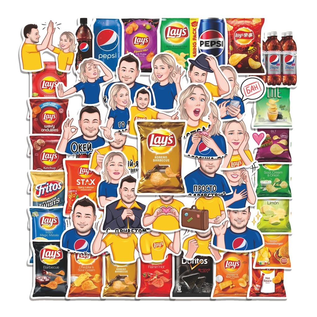 

COD 50 Pcs Stiker LAYS & PEPSI Lucu Anti Air Untuk Dekorasi Notebook Sepeda Skateboard Handphone