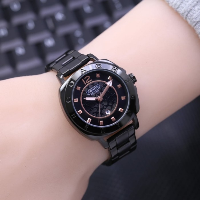 MINSTORE TERLARIS Jam tangan wanita analog coach premium - Hitam