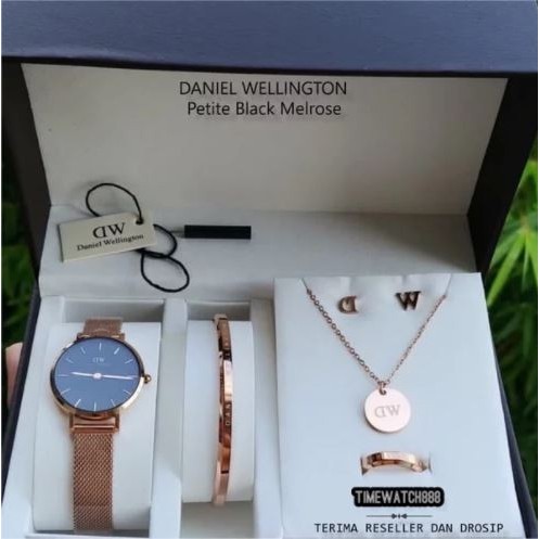 TERBARU Jam Tangan DW Gift Set Paket Dw Petite Fullset - MELROSE BLACK