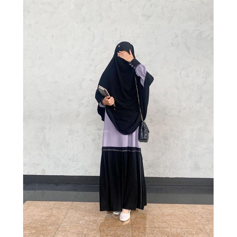 Langkah Hijab Gamis Abaya Casual Outfit Plain Twotone Premium