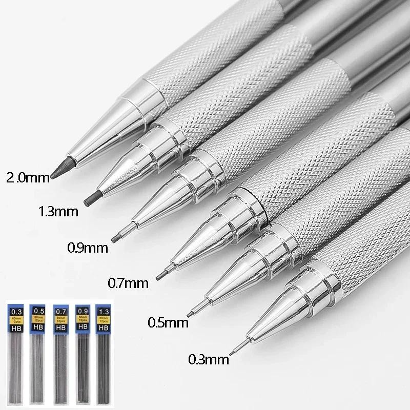 

Metal Mechanical Pencil 0.3/0.5/0.7/0.9/1.3/2.0mm Drawing Automatic HB Pencil Set with Leads Office School Writing Art Supplies