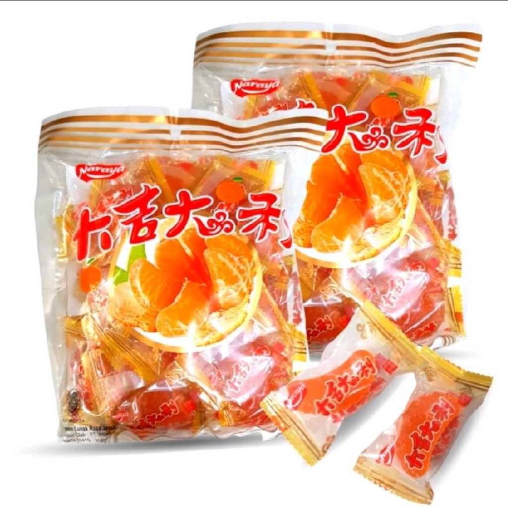 

[ PAKET 4 PAK ] Jelly Jeruk Naraya / Permen Manisan Mandarin Orange Jeli Netto - 500 Gram