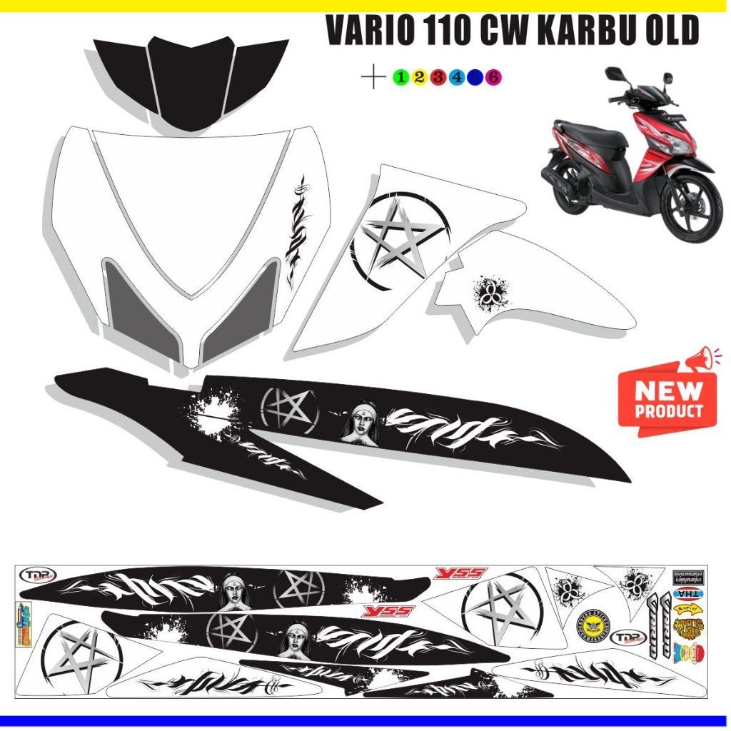 STRIPING STIKER MOTOR VARIO CW OLD 110 VARIASI STIKER VARIO LAMA 110 STIKER