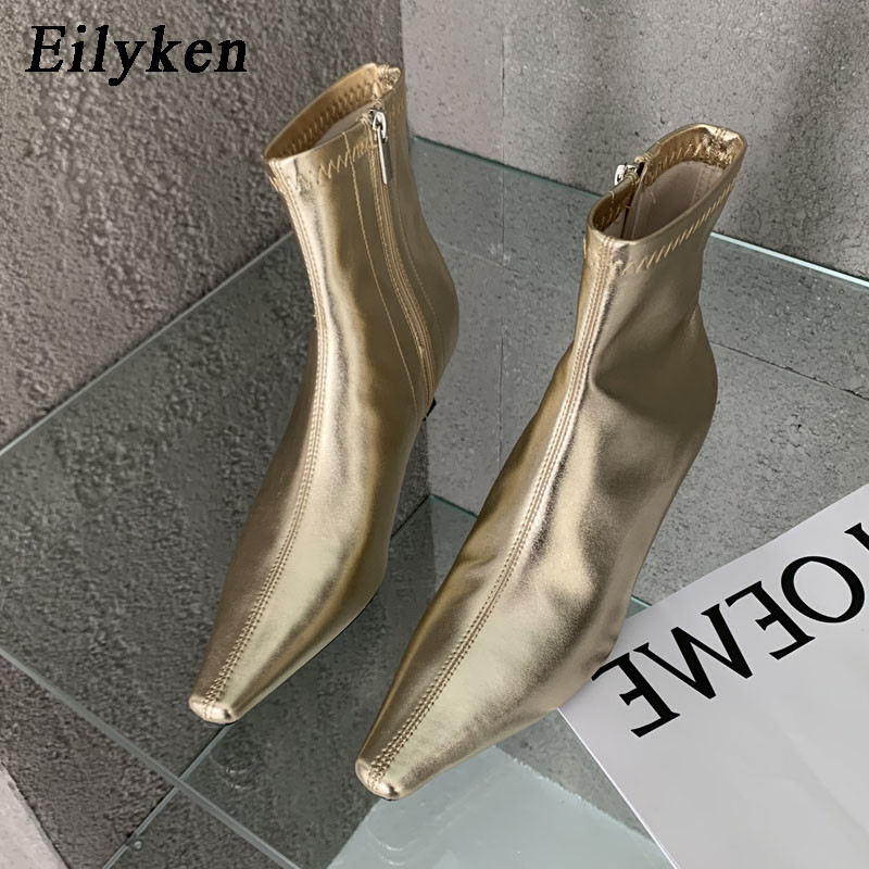 

Eilyken Design Ankle Boots Women Fashion Spring Autumn Zipper Square Low Heels Comfortable Soft Leather Short Booties Shoes