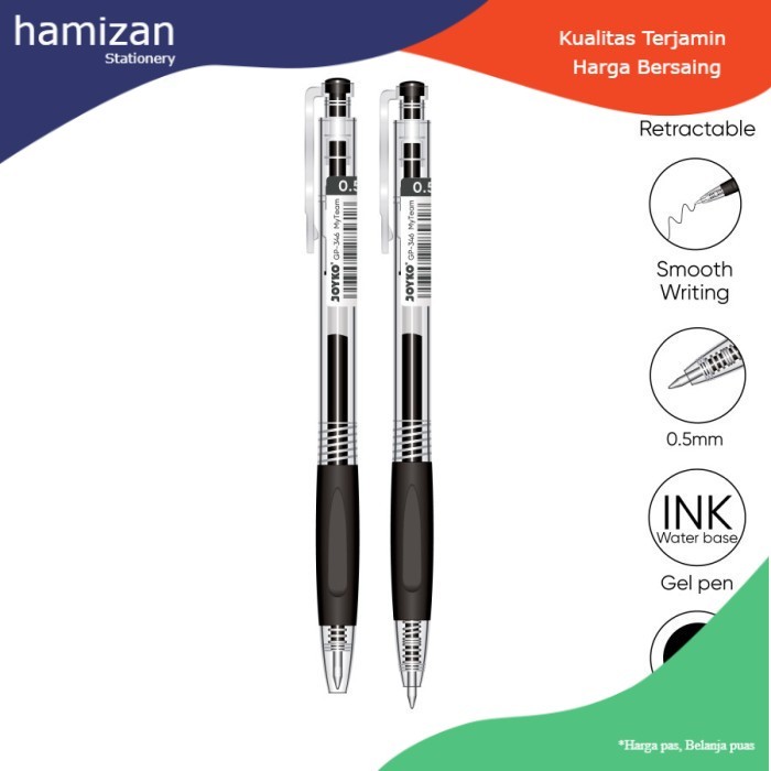 

Joyko Gel Pen GP-346 0.5mm / Gel Pen Bolpen Pulpen Murah Berkualitas - Hitam