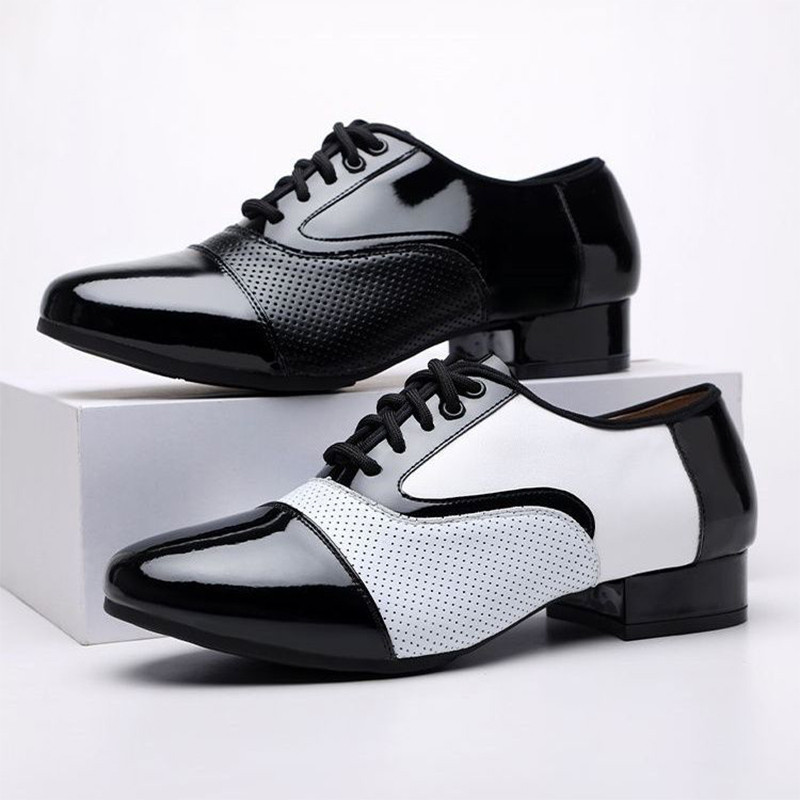 Modern Dance Shoes For Men Soft Performance Leather Breathable Social Latin Dance Square Formal Dres