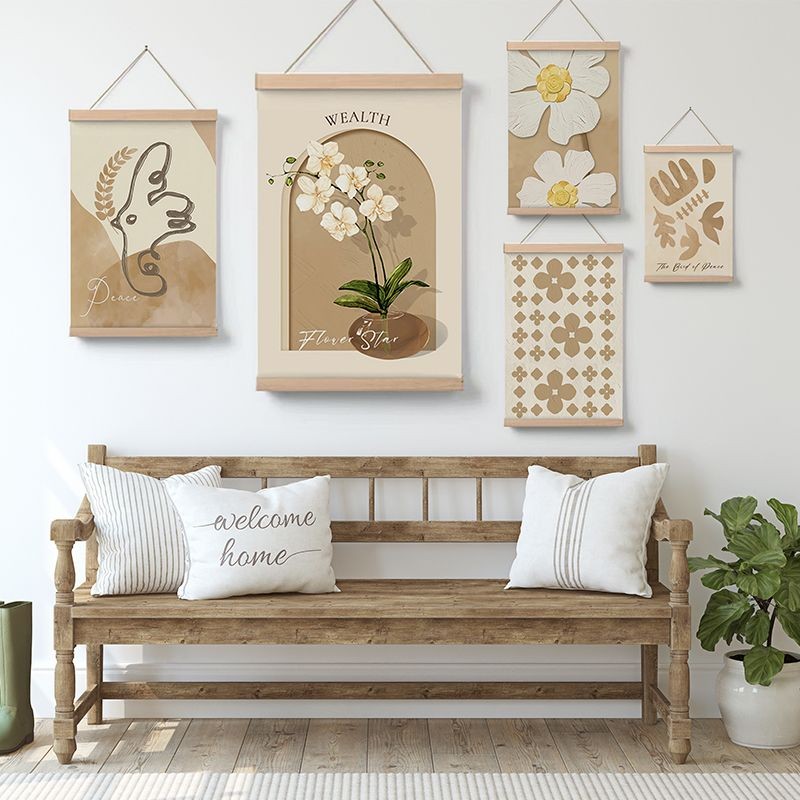 

Cream style plant and flower decoration painting restaurant painting Instagram style living room bedroom fabric hanging painting