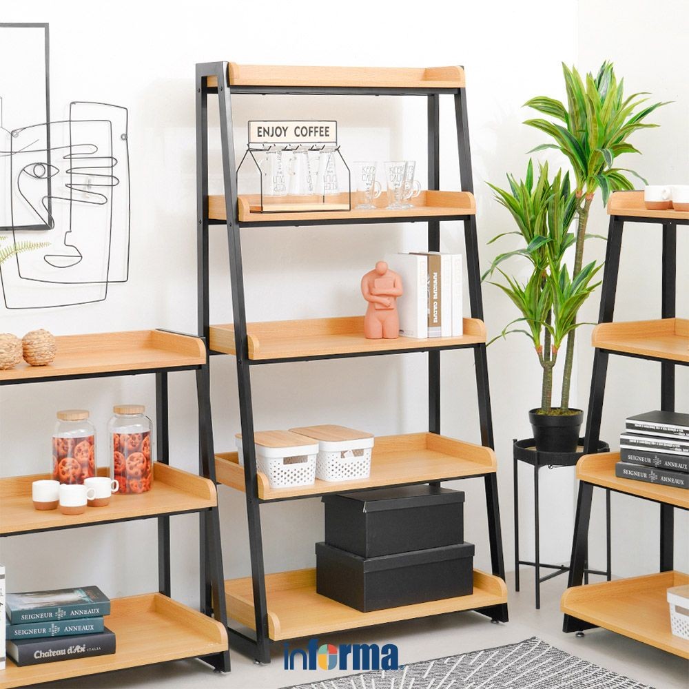 Informa Mossy Neo Rak 5 Tingkat - Cokelat Oak Organizer Serbaguna Tempat Simpan Barang Multifungsi R