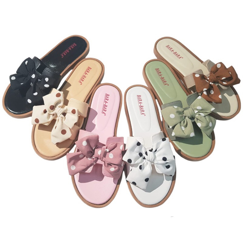 DT Bara Bara Sandal Selop Karet Wanita Pita Polkadot Empuk Impor MJZB2190KHPO (AM2)