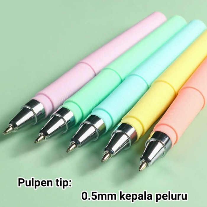 

Pulpen Gel pulpen warna pastel aestetik pulpen saku mini tinta hitam 0,5mm - Black