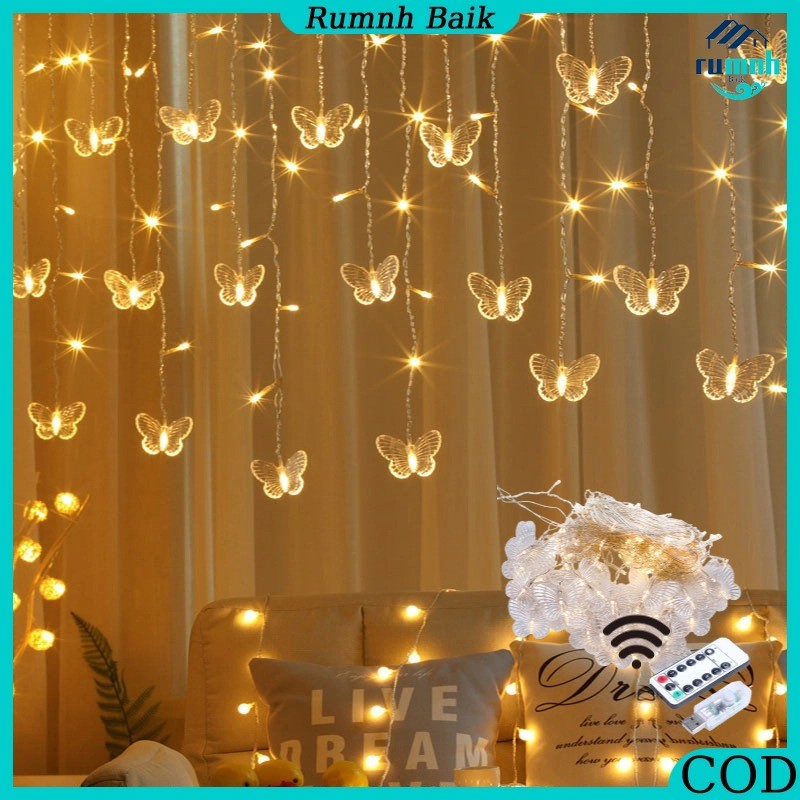 Lampu Ramadhan Kelap Kelip Lampu Tirai  Waterproof Lampu Kamar Aesthetic Lampu Hias Kamar