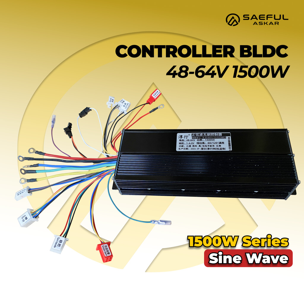 Controller Sine Wave E-Bike 48V 60V 64V 72V 84V 1500W Sparepart Kontroler Gelombang Sinus Remote Mul