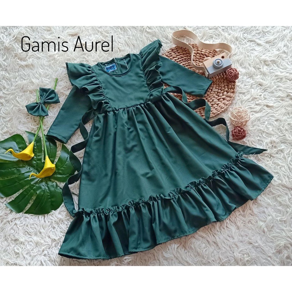 Gamis Aurel | Azzafran for Mommy | Gamis Anak | Gamis Dewasa | Gamis Couple | Gamis warna Hijau Boto
