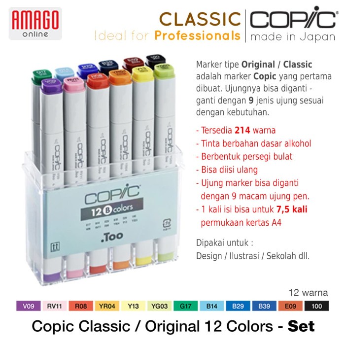 

COPIC CLASSIC - 12 COLOR SET B - CMK/12B