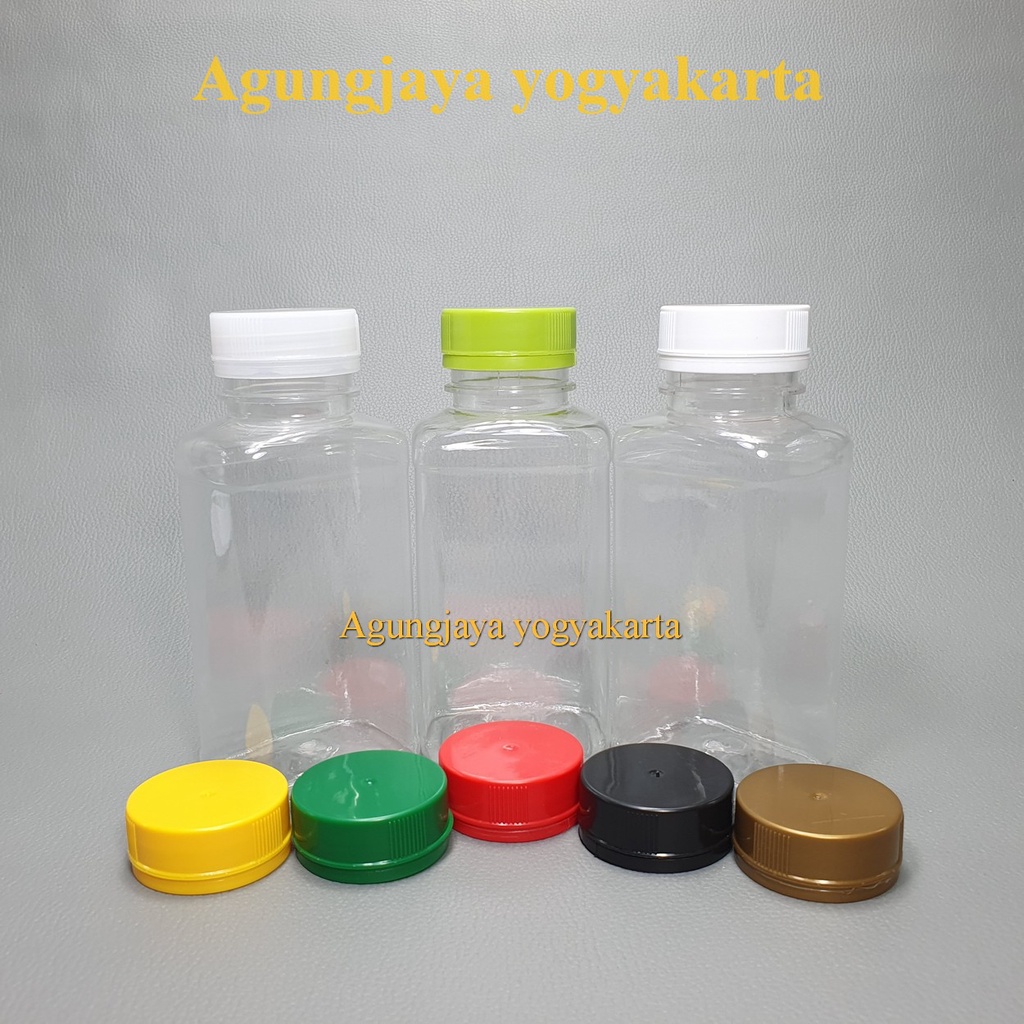 Botol Plastik 250 ml SQ Kotak Natural / Botol Plastik / Botol Obat / Botol Kapsul / Botol Obat Koson