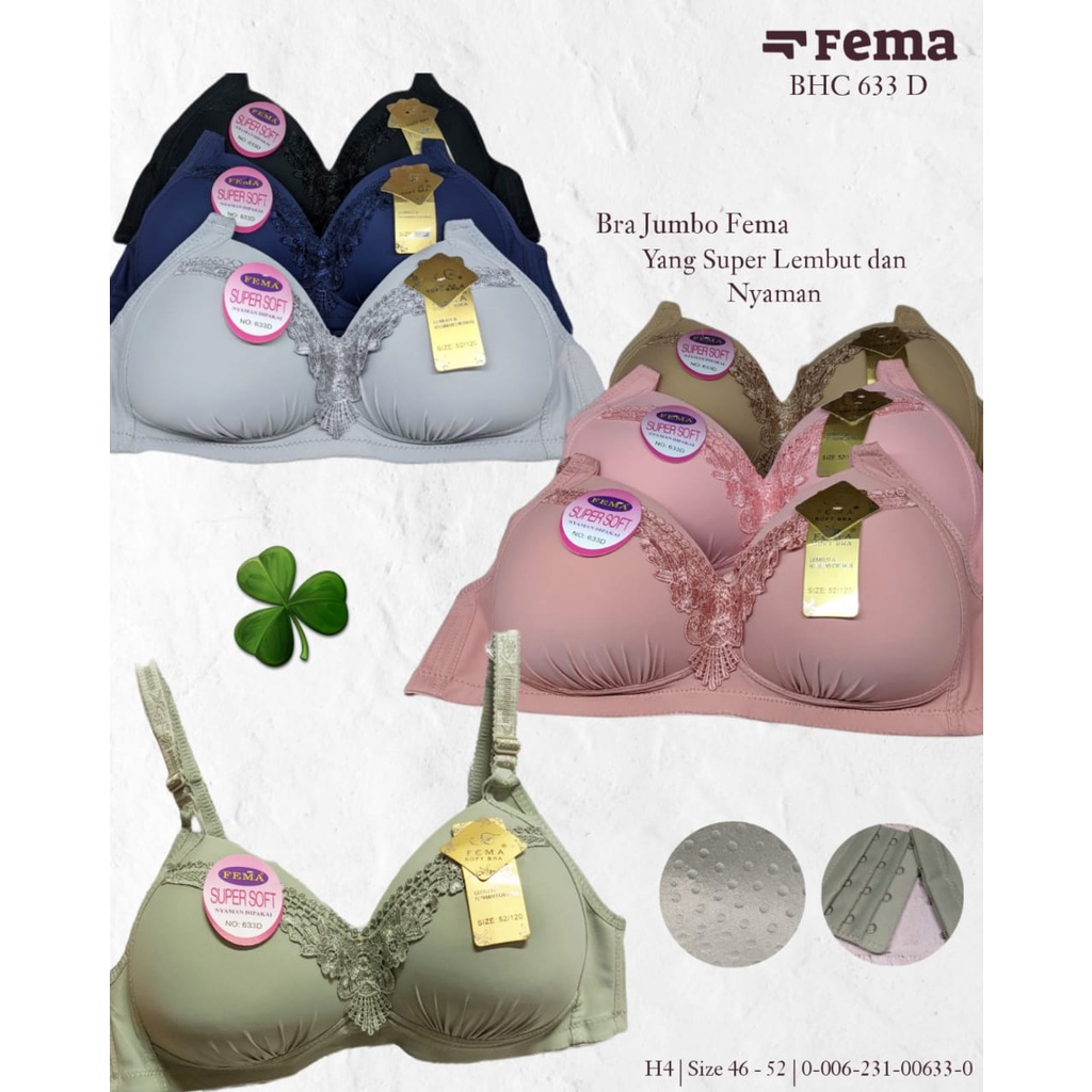 Fema Bra BH 633D Underwear jumbo tanpa kawat busa tipis lembut dan top nyamannya